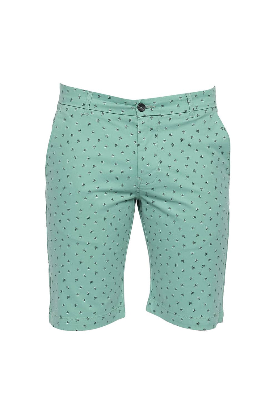 BASICS COMFORT FIT TURF GREEN PRINTED STRETCH SHORTS