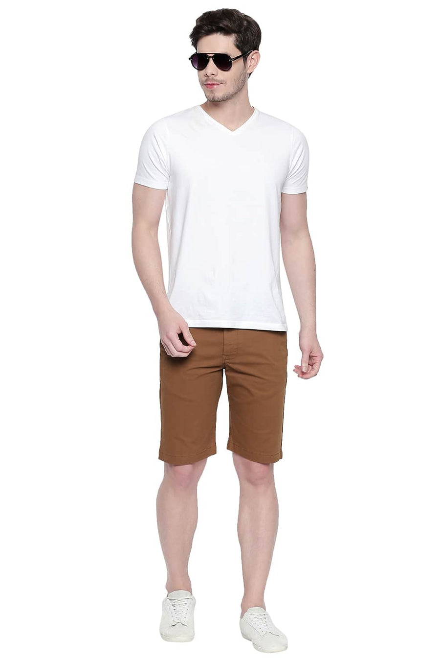 BASICS COMFORT FIT BUTTERNUT TWILL STRETCH SHORTS