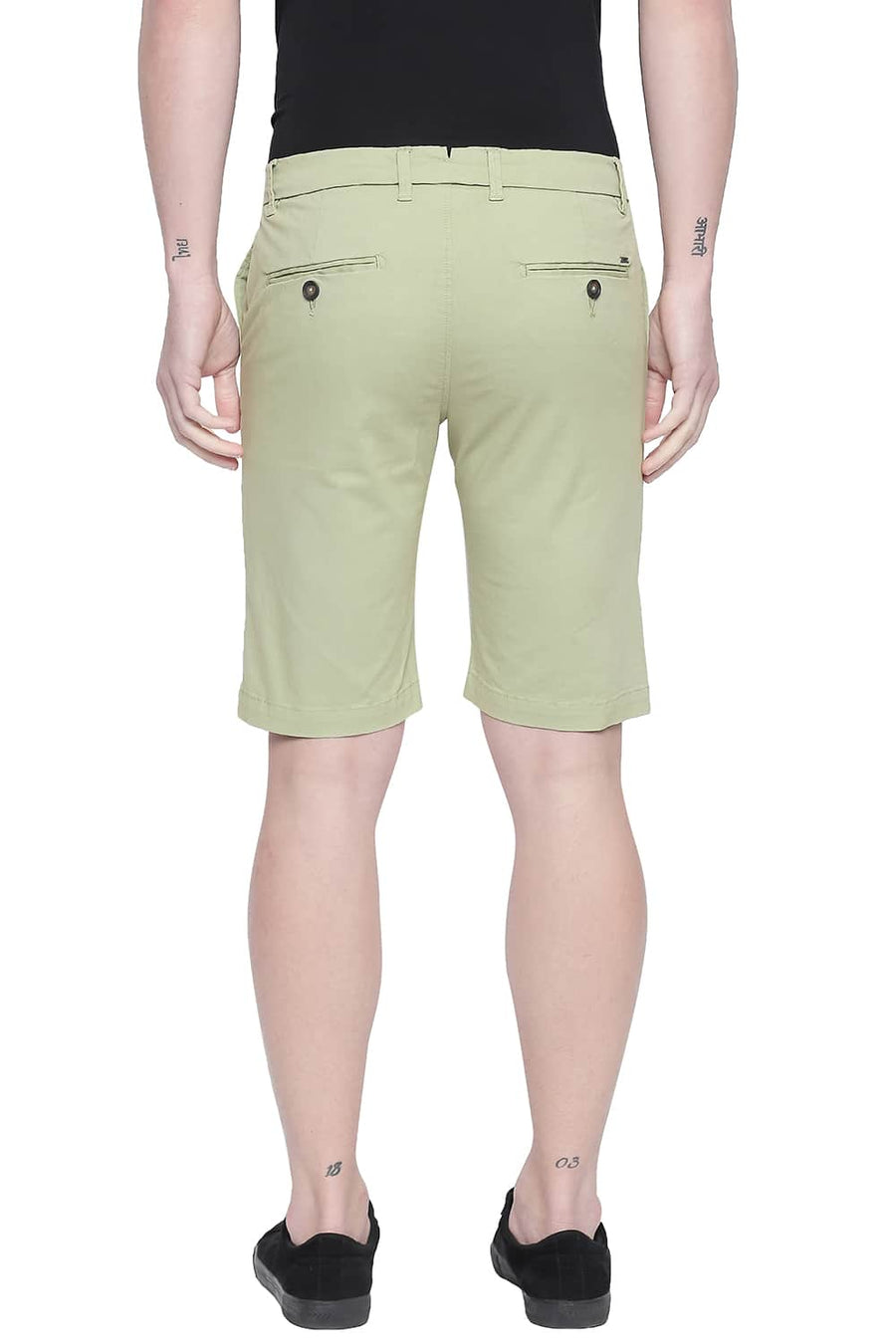 BASICS COMFORT FIT GREEN EYES TWILL STRETCH SHORTS