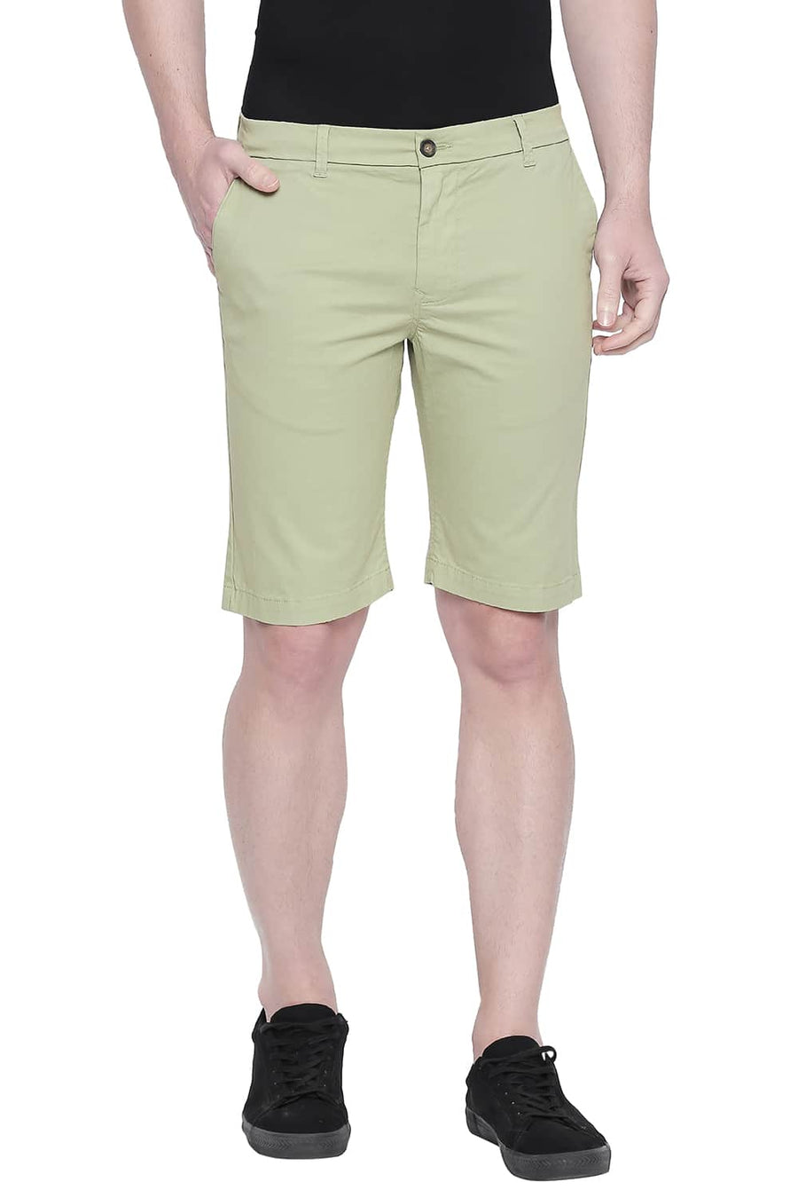 BASICS COMFORT FIT GREEN EYES TWILL STRETCH SHORTS