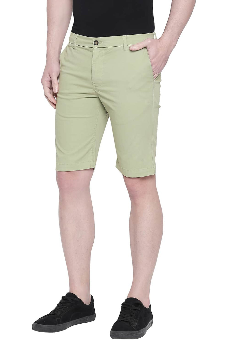 BASICS COMFORT FIT GREEN EYES TWILL STRETCH SHORTS