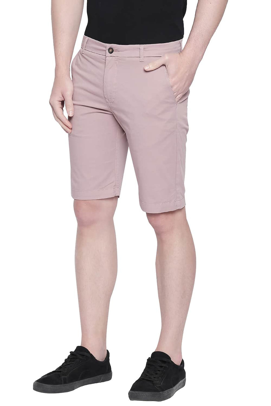 BASICS COMFORT FIT MESA ROSE TWILL STRETCH SHORTS
