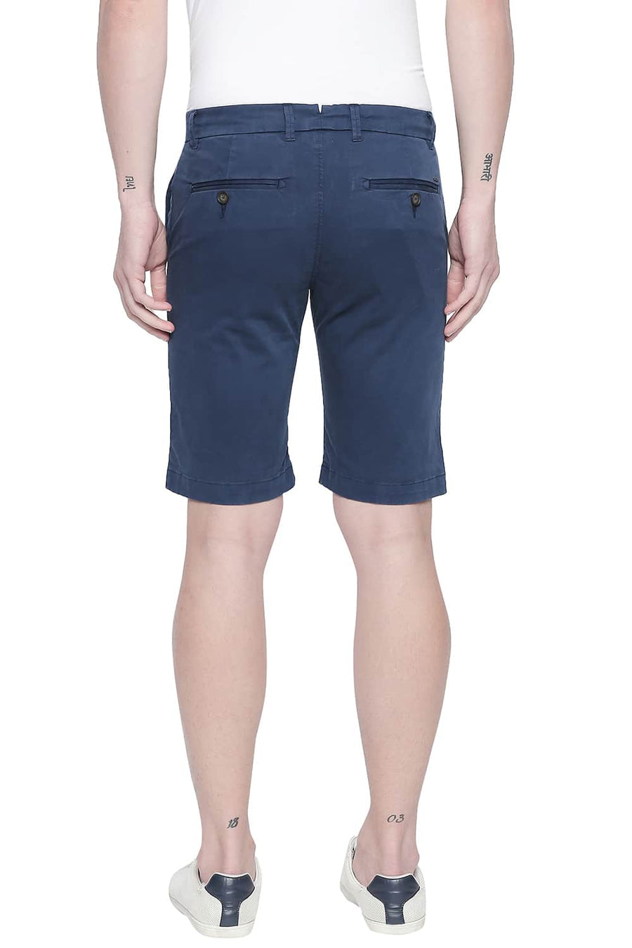 BASICS COMFORT FIT MAJOLICA BLUE TWILL STRETCH SHORTS
