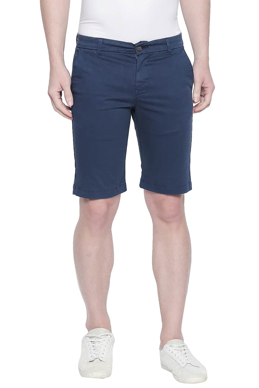 BASICS COMFORT FIT MAJOLICA BLUE TWILL STRETCH SHORTS