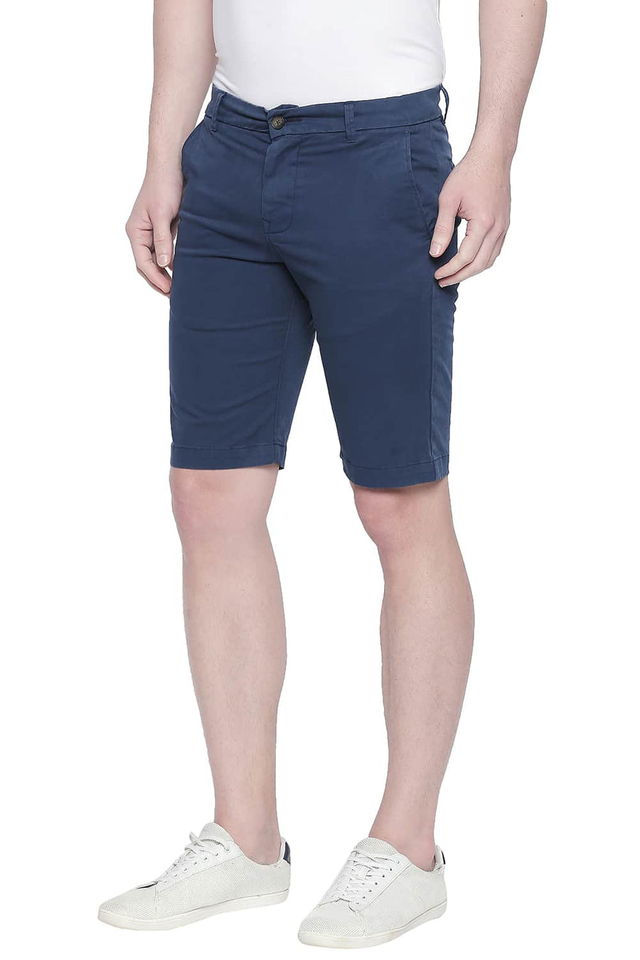 BASICS COMFORT FIT MAJOLICA BLUE TWILL STRETCH SHORTS
