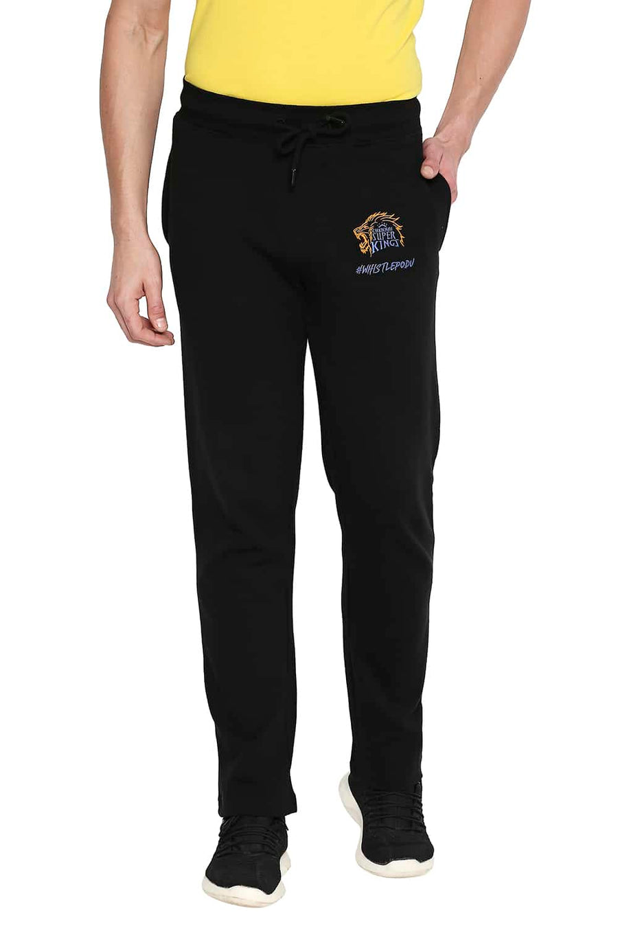 CSK ORIGINAL IPL MUSCLE SLIM FIT BLACK TRACK PANT