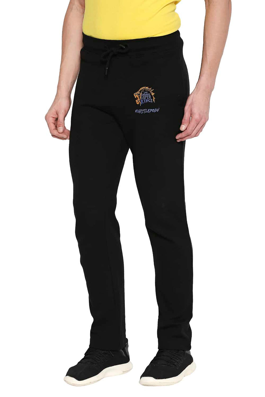 CSK ORIGINAL IPL MUSCLE SLIM FIT BLACK TRACK PANT