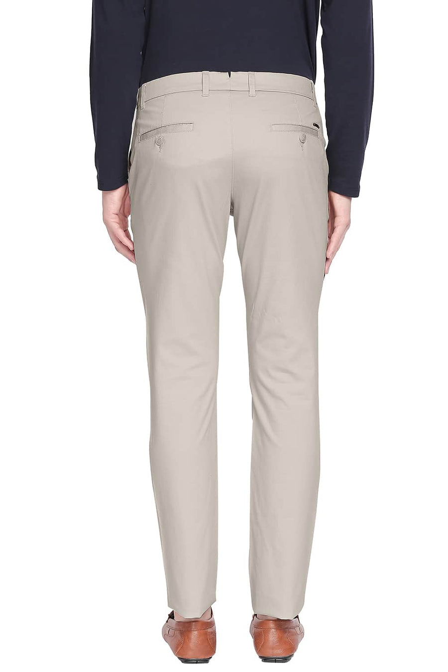 BASICS TAPERED FIT BONE WHITE STRETCH TROUSER