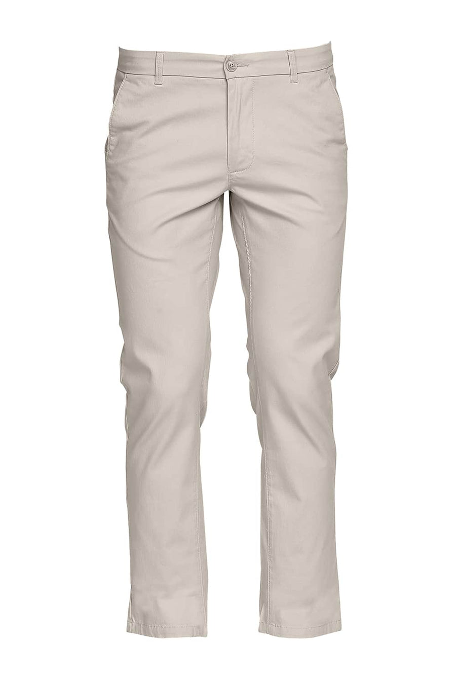 BASICS TAPERED FIT BONE WHITE STRETCH TROUSER