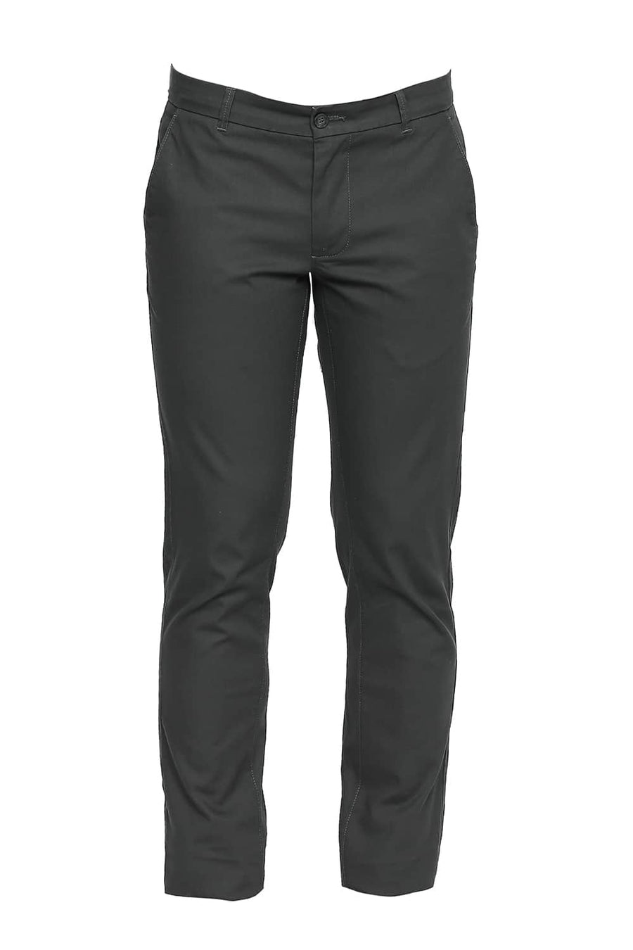 BASICS TAPERED FIT GUNMETAL STRETCH TROUSER