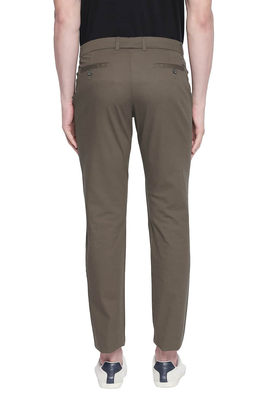 BASICS TAPERED FIT WALNUT STRETCH TROUSER