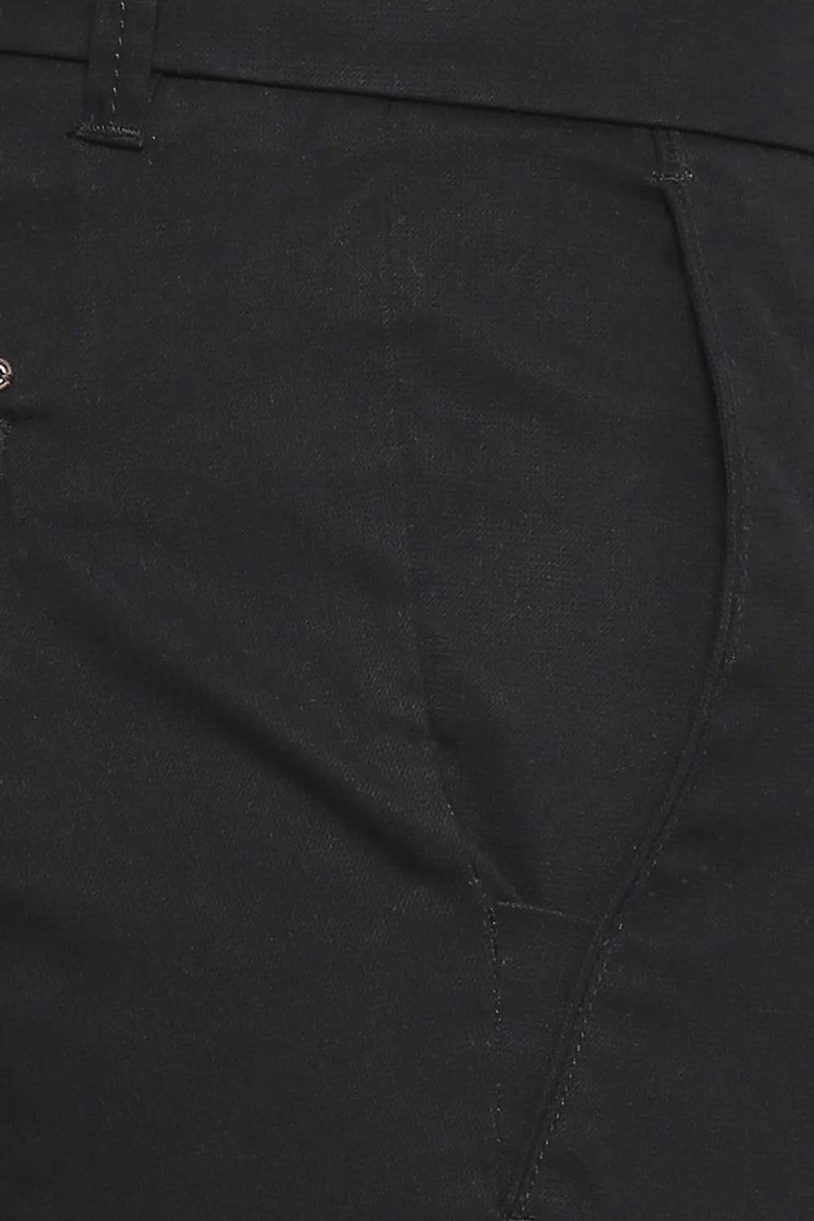 BASICS TAPERED FIT JET BLACK STRETCH TROUSER