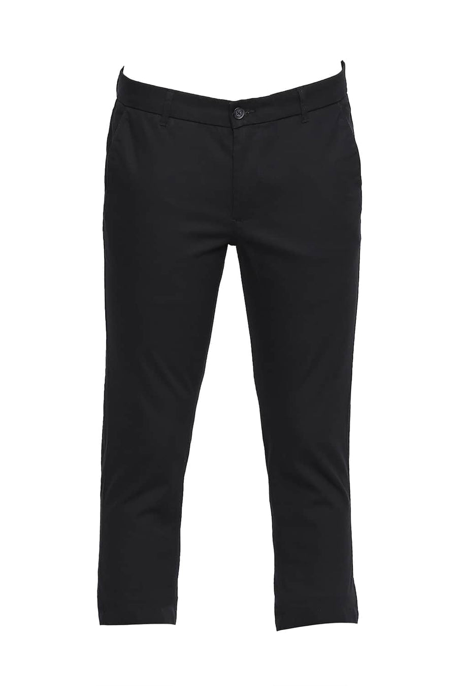 BASICS TAPERED FIT JET BLACK STRETCH TROUSER