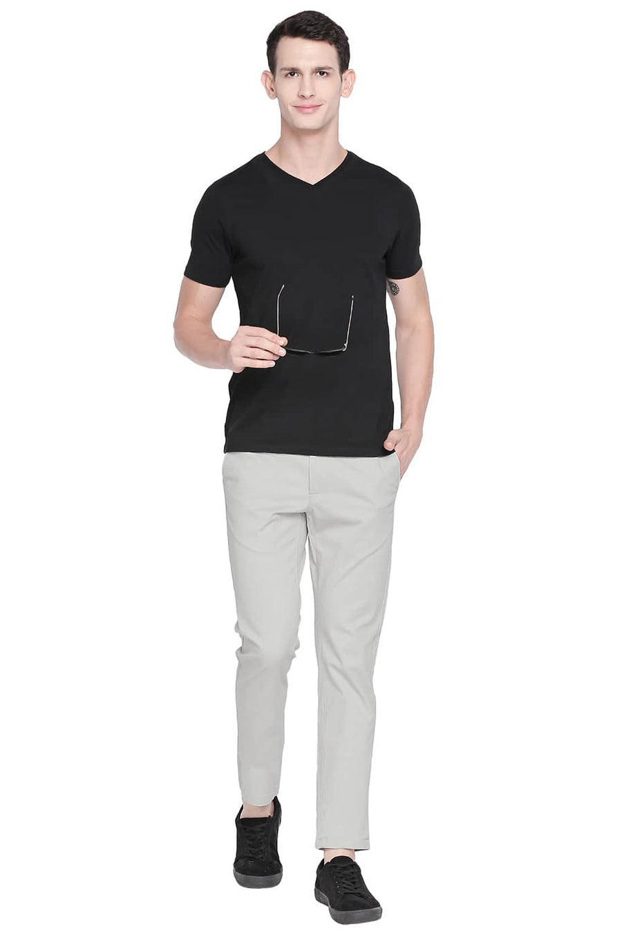 BASICS TAPERED FIT PELICAN STRETCH TROUSER