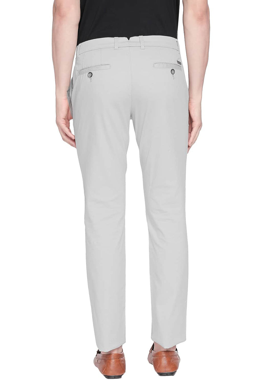 BASICS TAPERED FIT GLACIER GREY STRETCH TROUSER