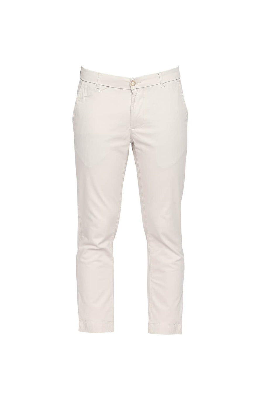 BASICS TAPERED FIT ECRU FOG STRETCH TROUSER