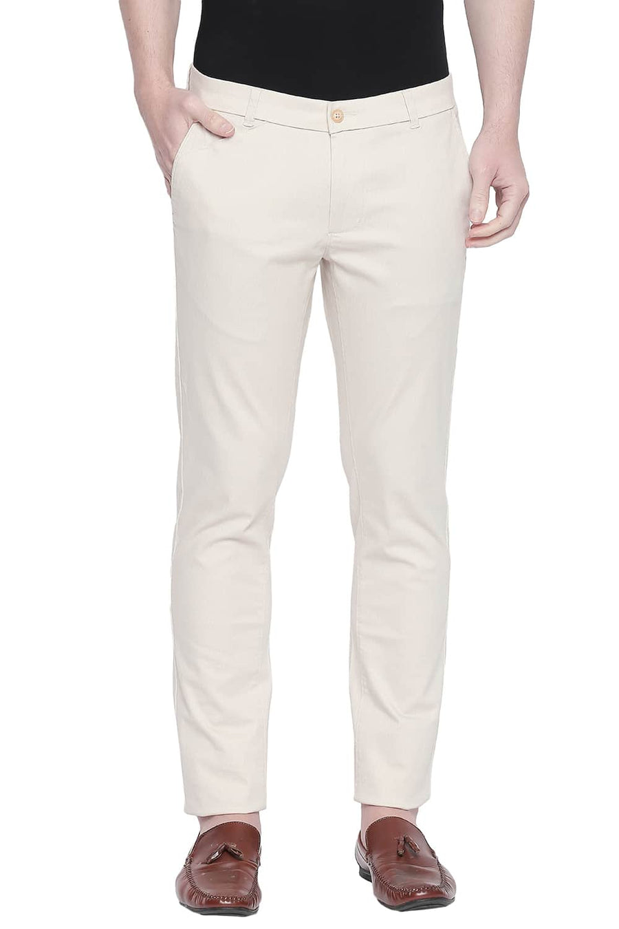 BASICS TAPERED FIT BIRCH STRETCH TROUSER