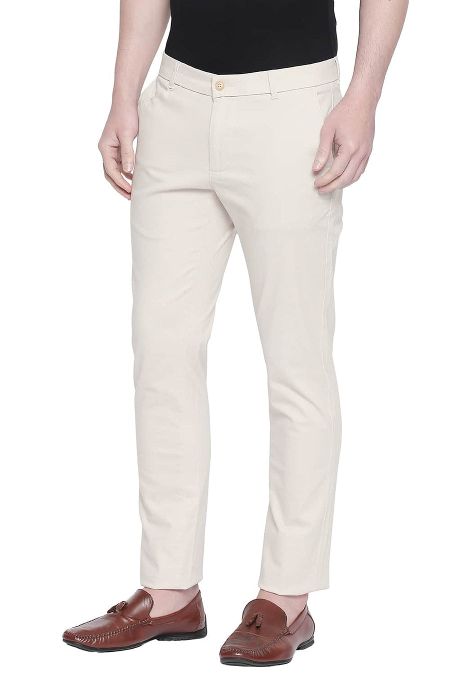 BASICS TAPERED FIT BIRCH STRETCH TROUSER