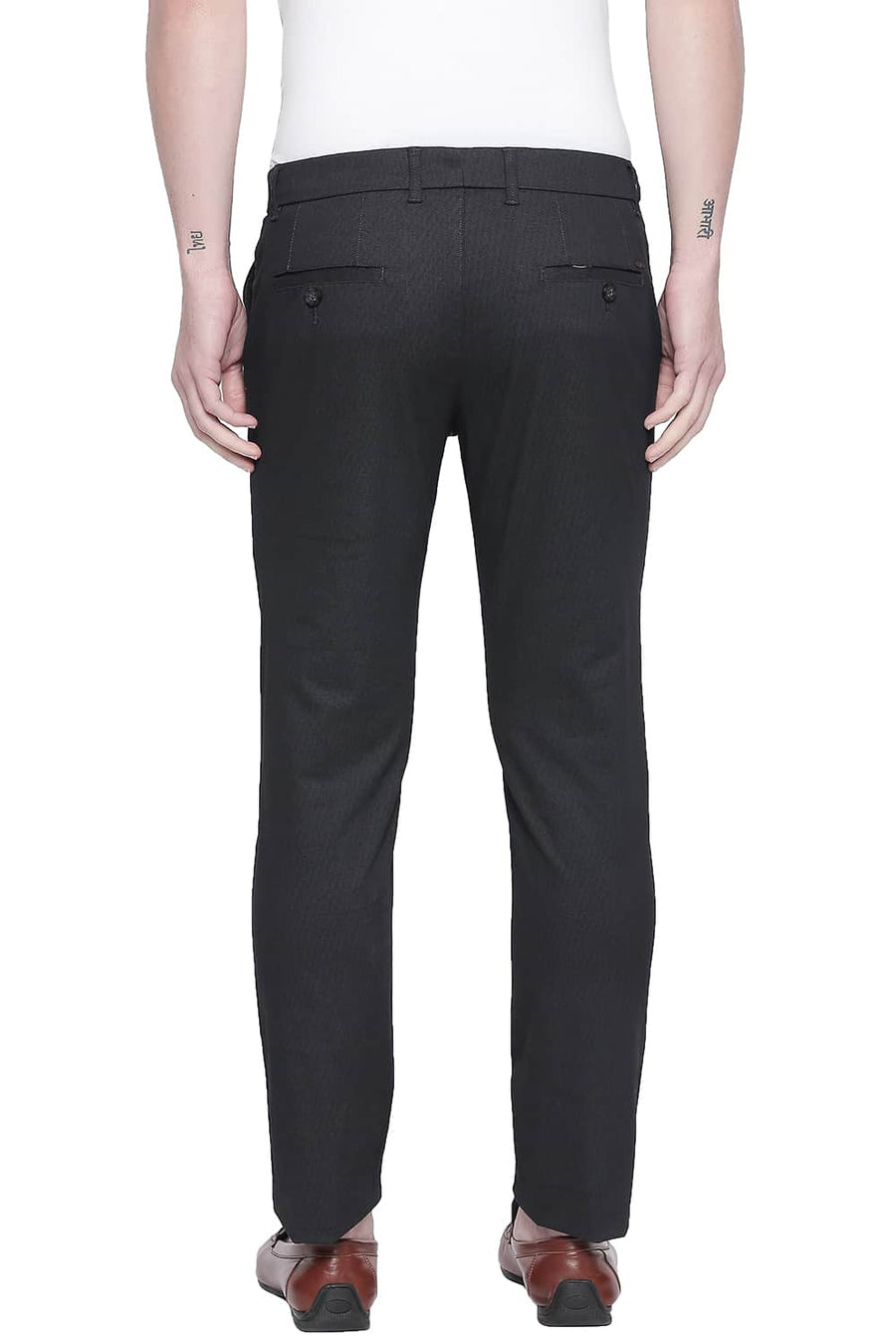 BASICS TAPERED FIT DARK SHADOW STRETCH TROUSER