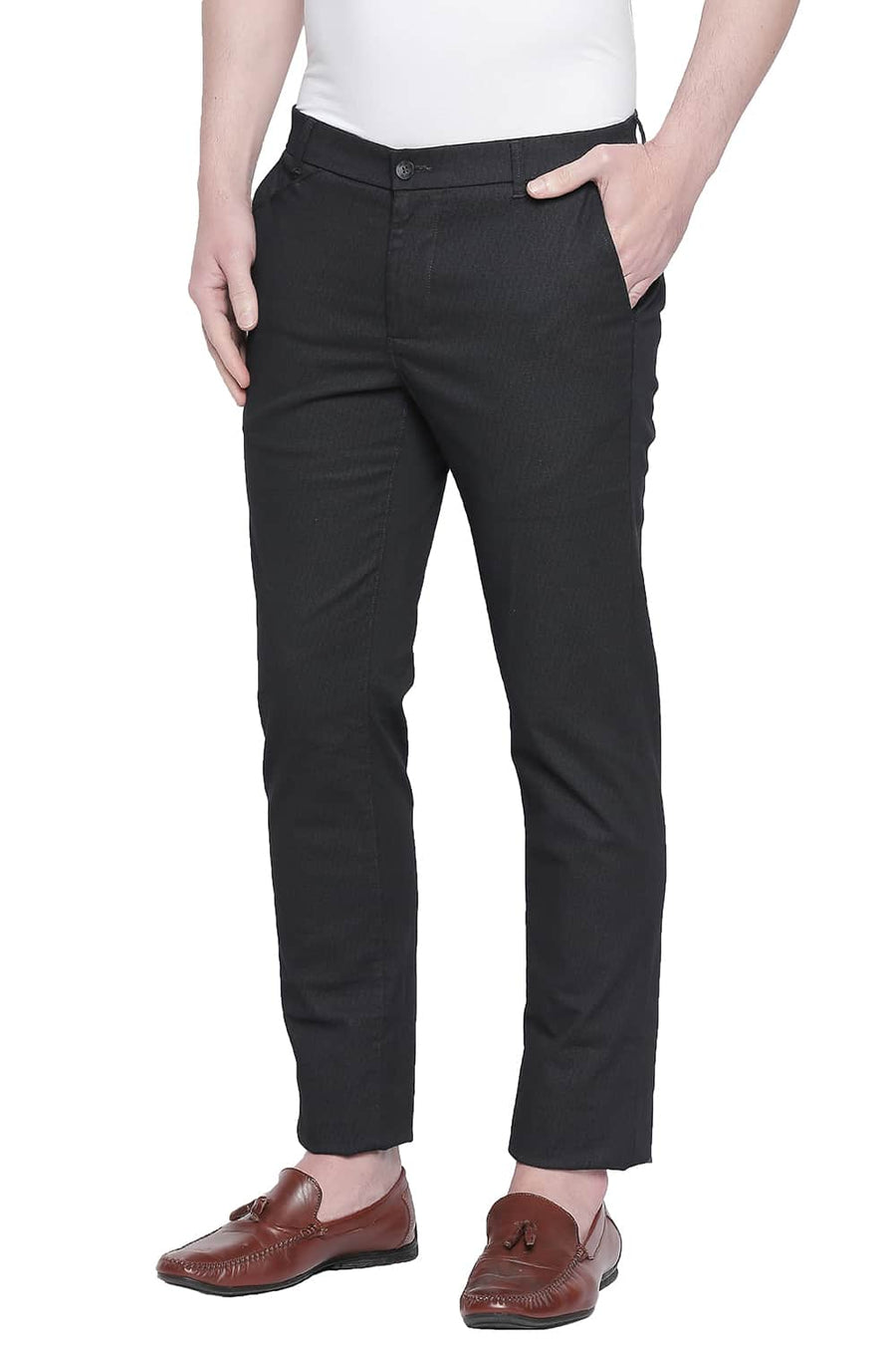 BASICS TAPERED FIT DARK SHADOW STRETCH TROUSER