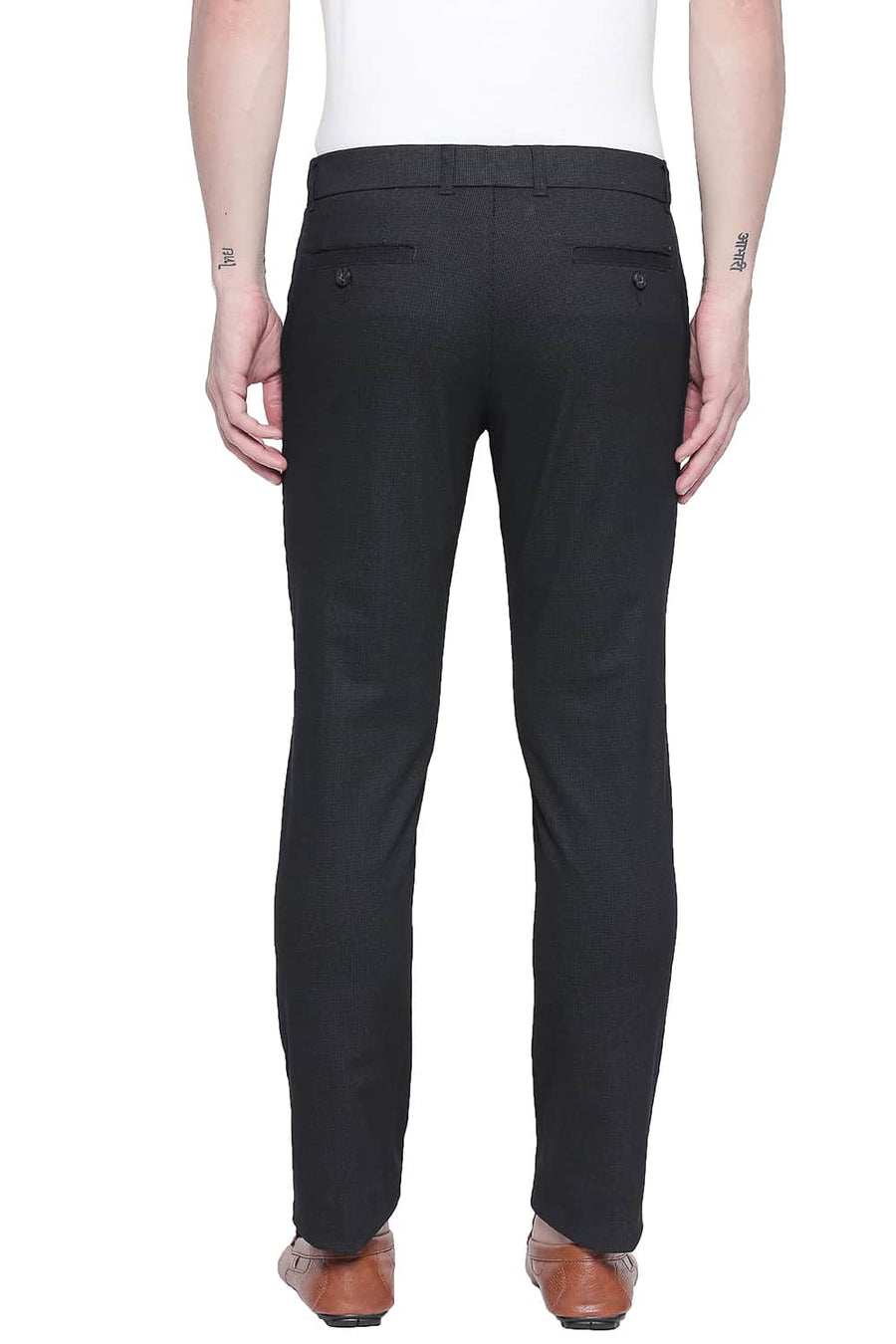 BASICS TAPERED FIT PIRATE BLACK STRETCH TROUSER