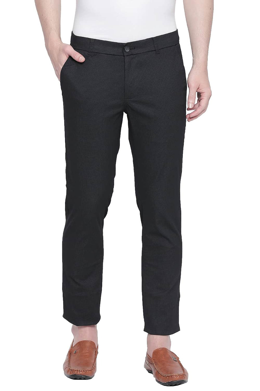 BASICS TAPERED FIT PIRATE BLACK STRETCH TROUSER