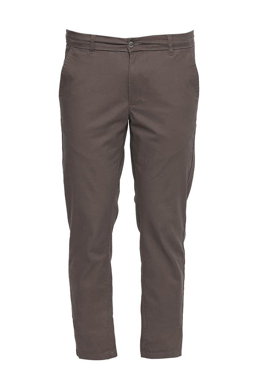 BASICS TAPERED FIT DARK EARTH STRETCH TROUSER