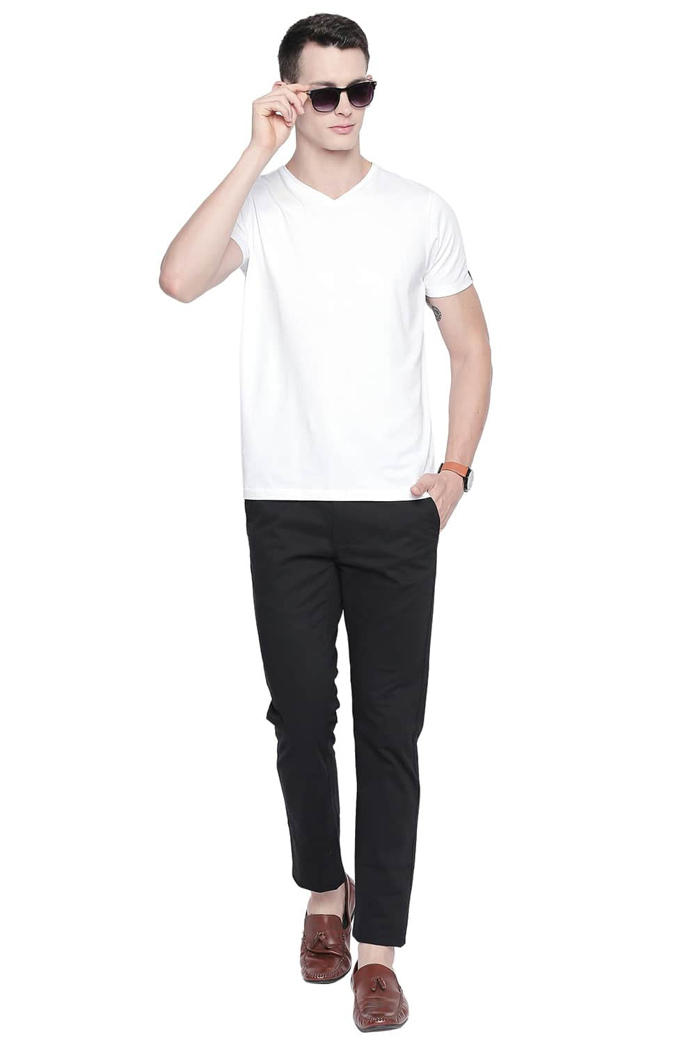 BASICS TAPERED FIT STRETCH TROUSER