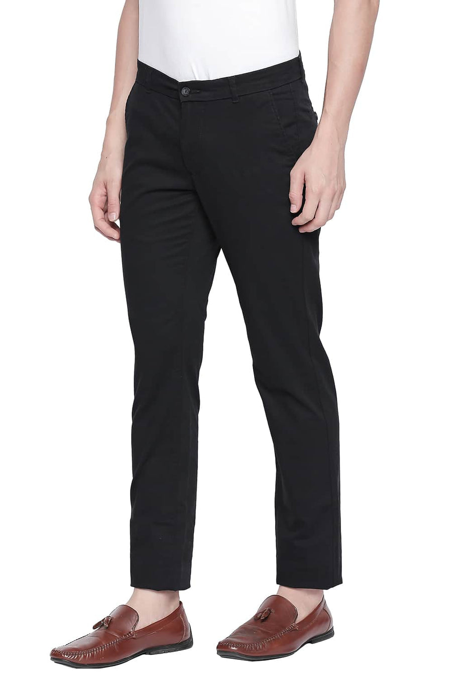 BASICS TAPERED FIT PIRATE BLACK STRETCH TROUSER