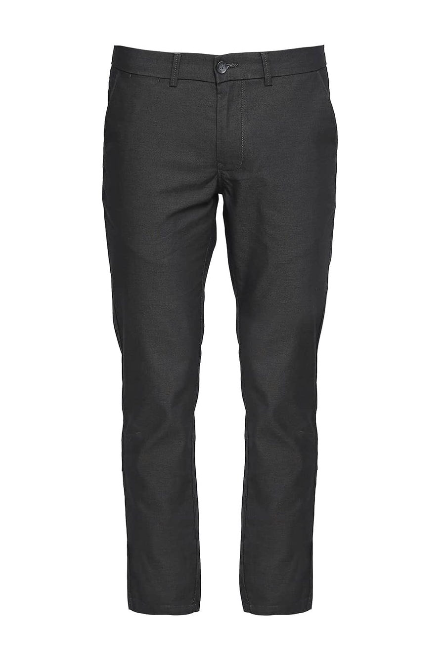BASICS TAPERED FIT PEAT GREY STRETCH TROUSER