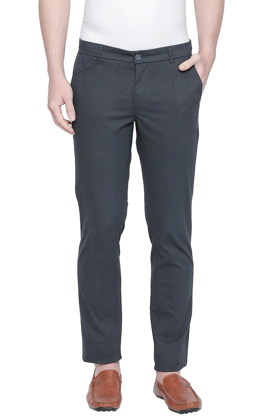 BASICS TAPERED FIT REFLECTING POND STRETCH TROUSER