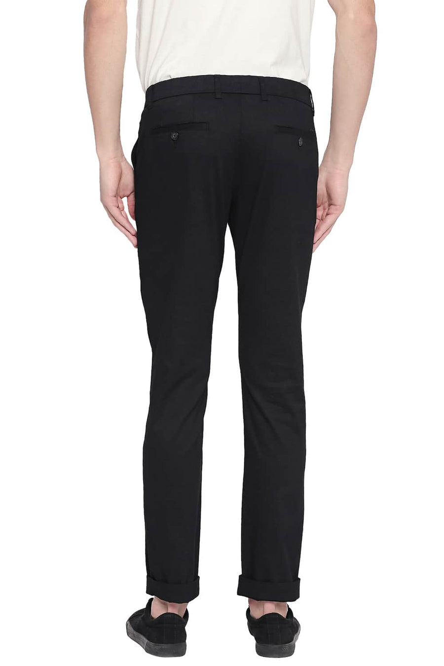BASICS TAPERED FIT PIRATE BLACK STRETCH TROUSER