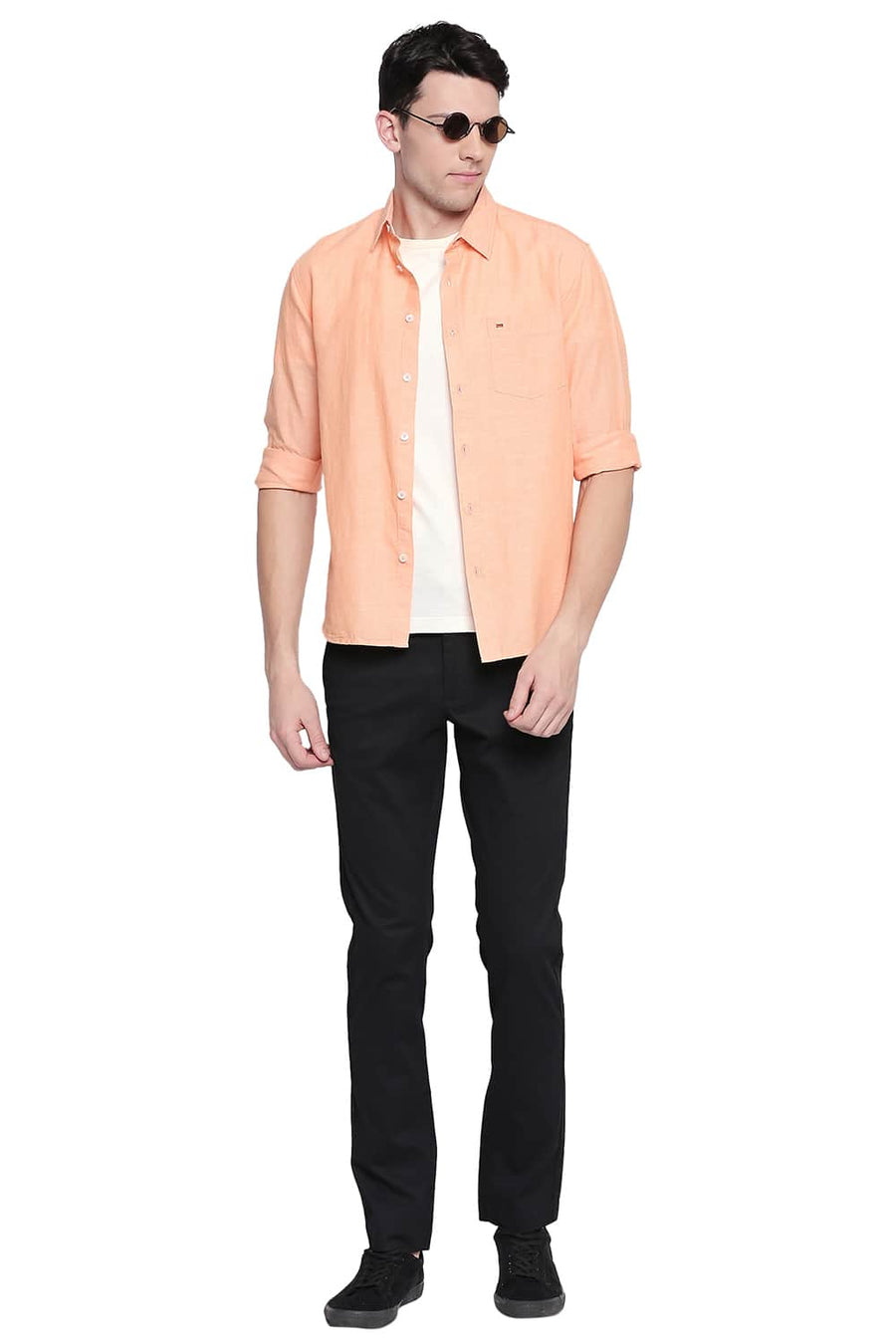 BASICS TAPERED FIT PIRATE BLACK STRETCH TROUSER