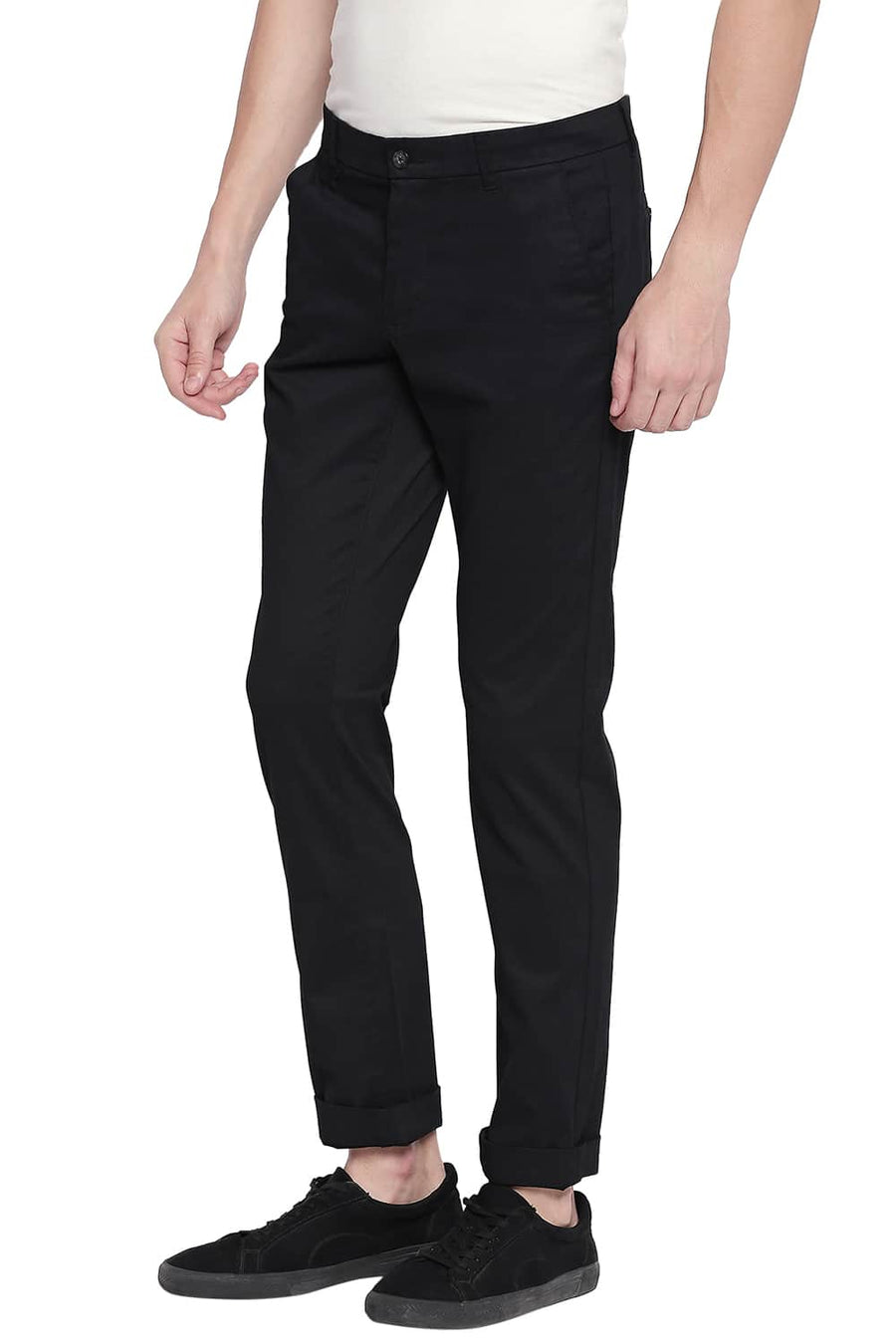 BASICS TAPERED FIT PIRATE BLACK STRETCH TROUSER