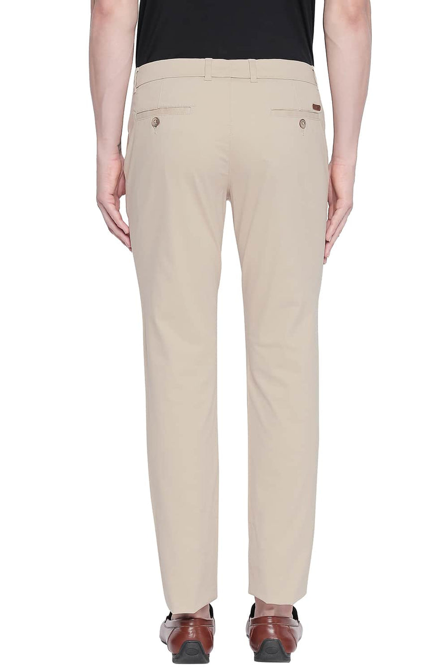 BASICS TAPERED FIT PARCHMENT STRETCH TROUSER
