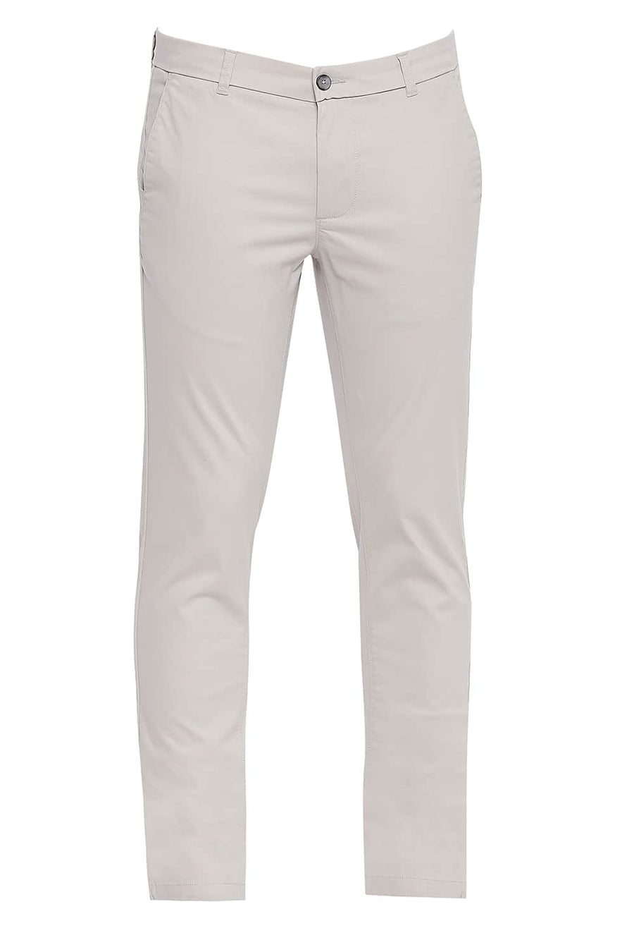 BASICS TAPERED FIT SILVER BIRCH STRETCH TROUSER