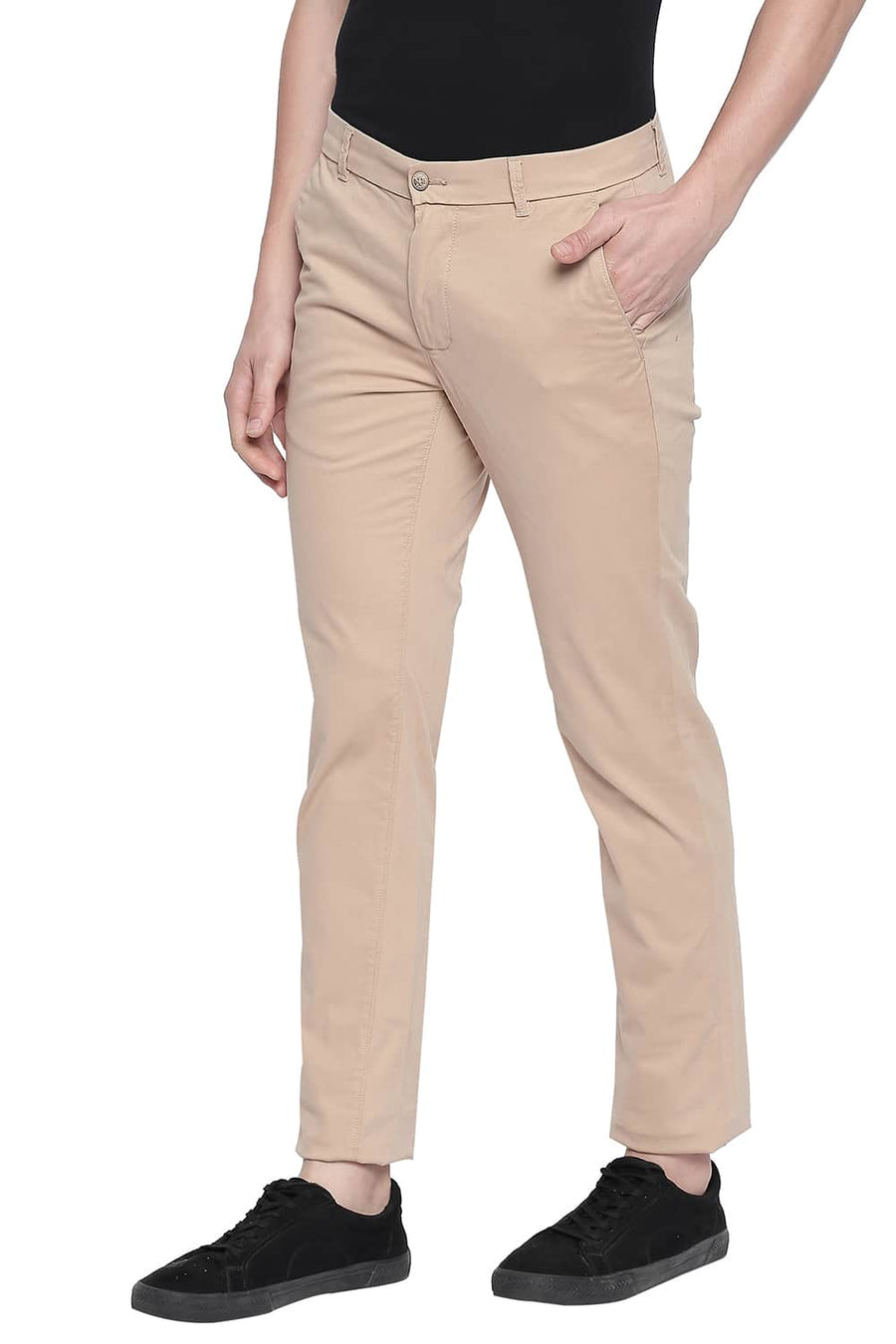 BASICS TAPERED FIT TANNIN STRETCH TROUSER