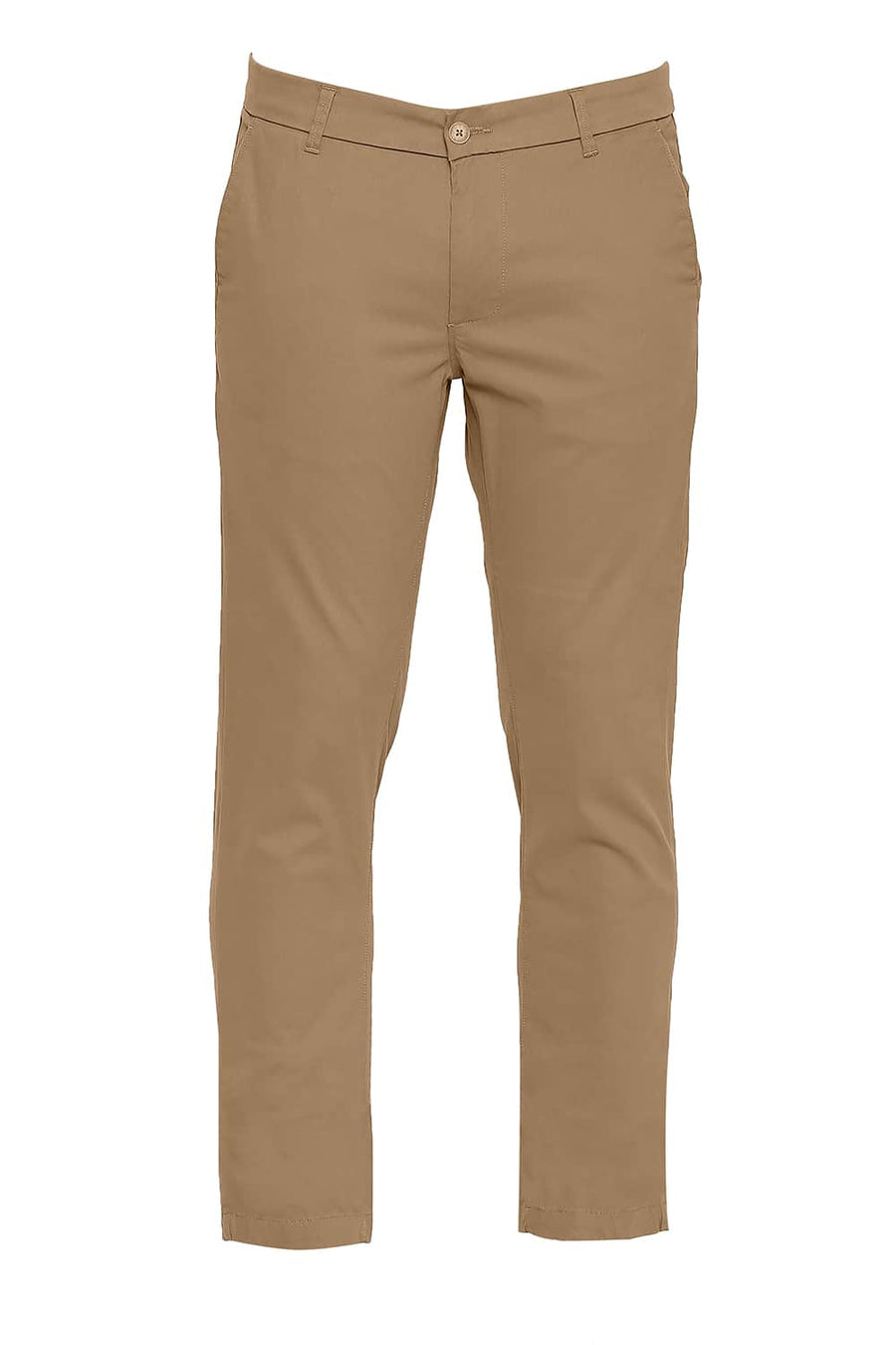 BASICS TAPERED FIT BONE BROWN STRETCH TROUSER