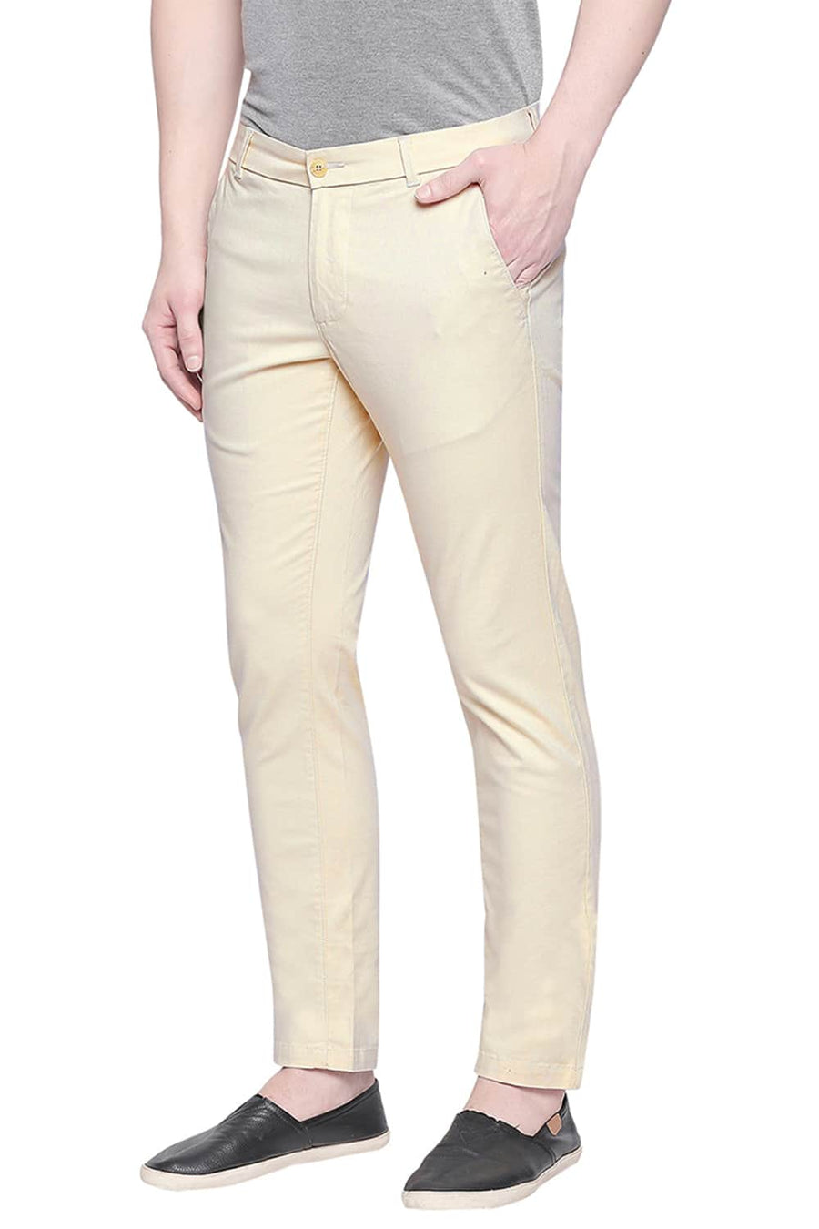 BASICS TAPERED FIT CLOUD CREAM STRETCH TROUSER