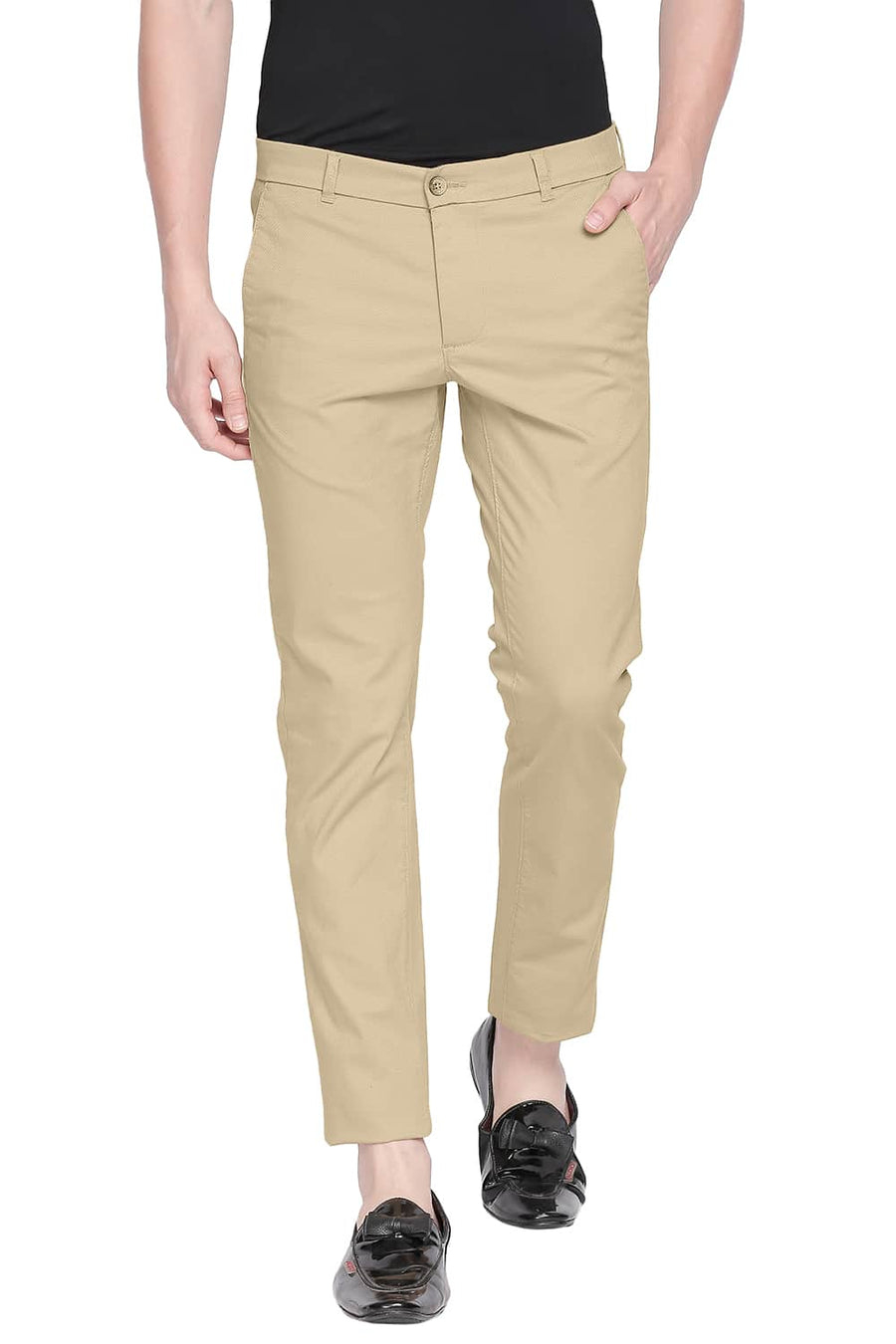 BASICS TAPERED FIT TAOS TAUPE STRETCH TROUSER