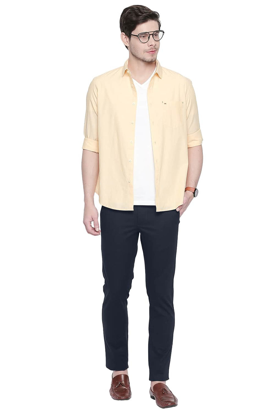 BASICS TAPERED FIT NAVY ECLIPSE STRETCH TROUSER