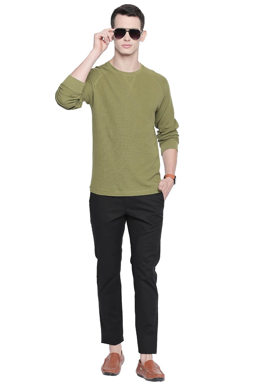 BASICS TAPERED FIT STRETCH LIMO STRETCH TROUSER