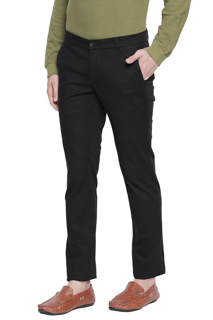 BASICS TAPERED FIT STRETCH LIMO STRETCH TROUSER
