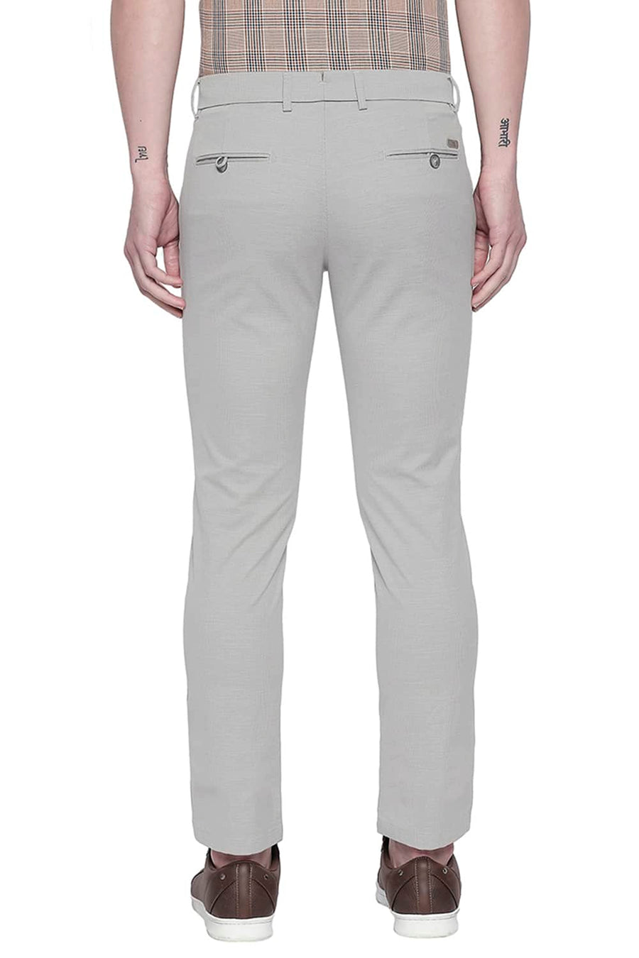 BASICS TAPERED FIT CHATEAU GREY STRETCH TROUSER
