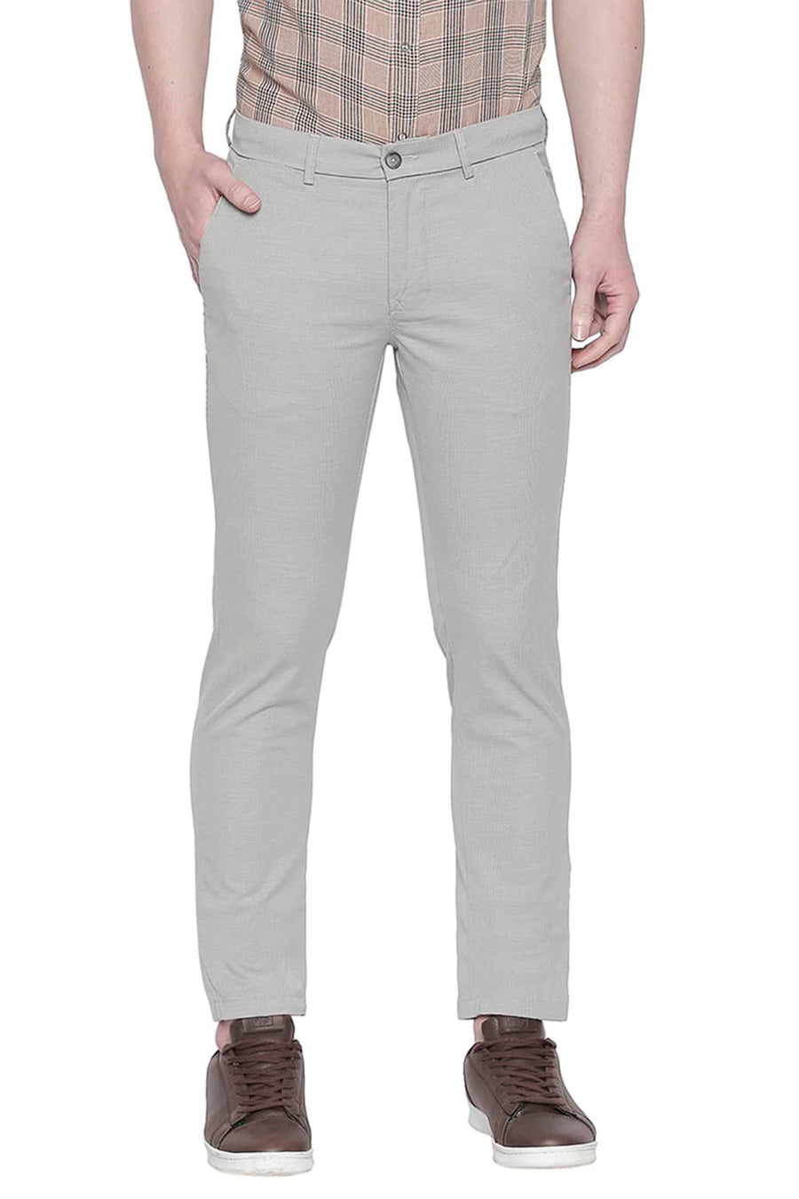 BASICS TAPERED FIT CHATEAU GREY STRETCH TROUSER