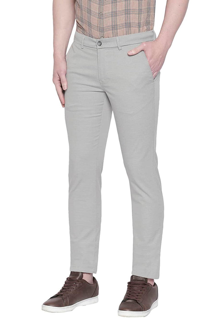 BASICS TAPERED FIT CHATEAU GREY STRETCH TROUSER