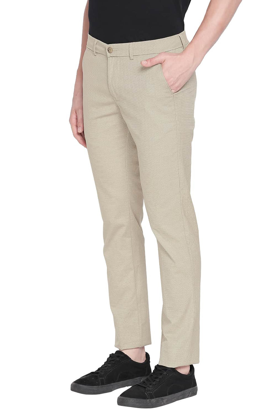BASICS TAPERED FIT COBBLE STONE STRETCH TROUSER