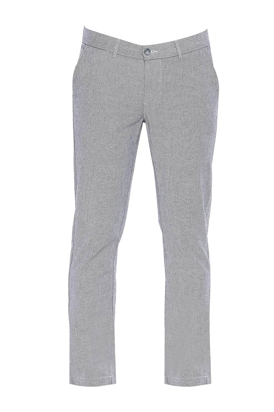 BASICS TAPERED FIT STEEL GREY STRETCH TROUSER