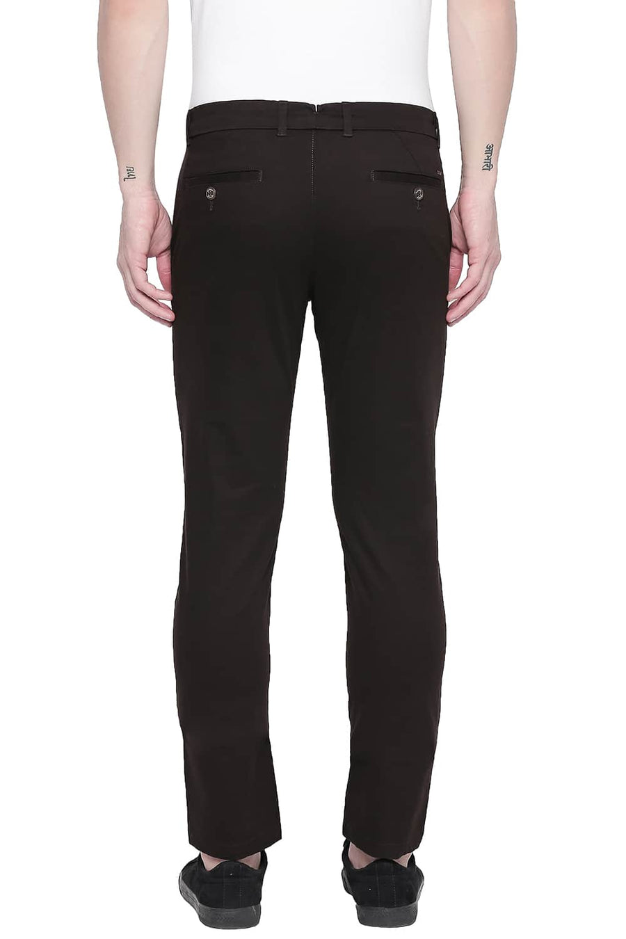 BASICS TAPERED FIT COFFEE BEAN STRETCH TROUSER