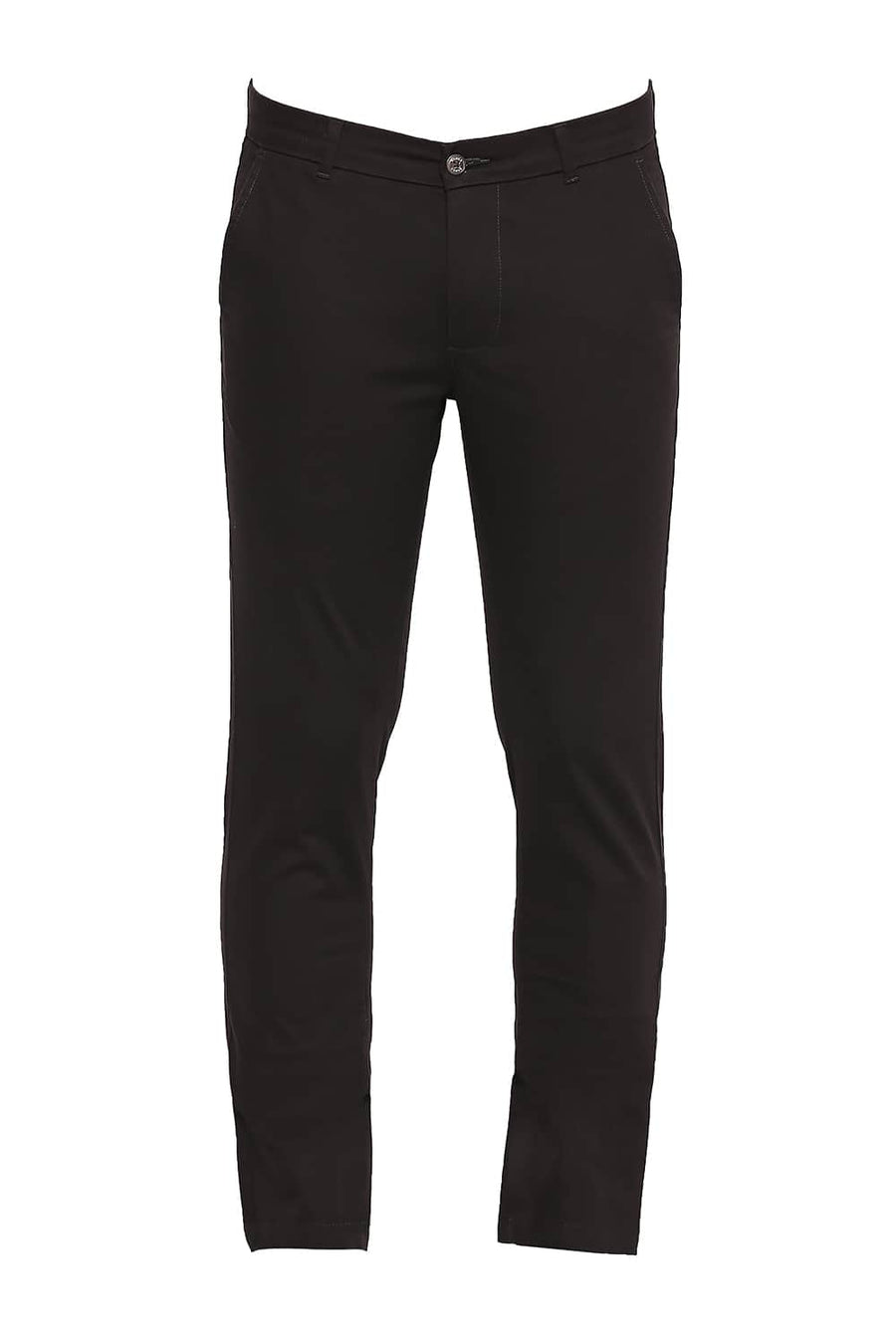 BASICS TAPERED FIT COFFEE BEAN STRETCH TROUSER